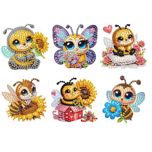 Load image into Gallery viewer, 6Pcs Acrylic Bee Diamond Art Magnets Decals Diamond Painting Refrigerator Magnet