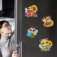 Load image into Gallery viewer, 6Pcs Acrylic Bee Diamond Art Magnets Decals Diamond Painting Refrigerator Magnet