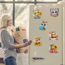 Load image into Gallery viewer, 6Pcs Acrylic Bee Diamond Art Magnets Decals Diamond Painting Refrigerator Magnet