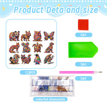 Load image into Gallery viewer, 12 Pcs Flower Animals 5D Diamond Painting Sticker Kit Diamond Art Stickers