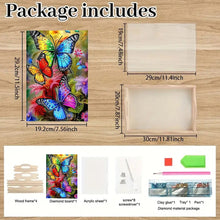 Load image into Gallery viewer, Butterfly Diamond Painting Wooden Serving Tray with Handles Home Decoration Gift