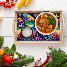 Load image into Gallery viewer, Butterfly Diamond Painting Wooden Serving Tray with Handles Home Decoration Gift