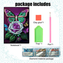 Load image into Gallery viewer, 50 Pages A5 Special Shaped Butterfly 5D Diamond Painting Notebook for Boys Girls