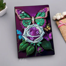 Load image into Gallery viewer, 50 Pages A5 Special Shaped Butterfly 5D Diamond Painting Notebook for Boys Girls