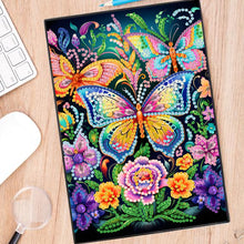 Load image into Gallery viewer, 50 Pages A5 Special Shaped Butterfly 5D Diamond Painting Notebook for Boys Girls