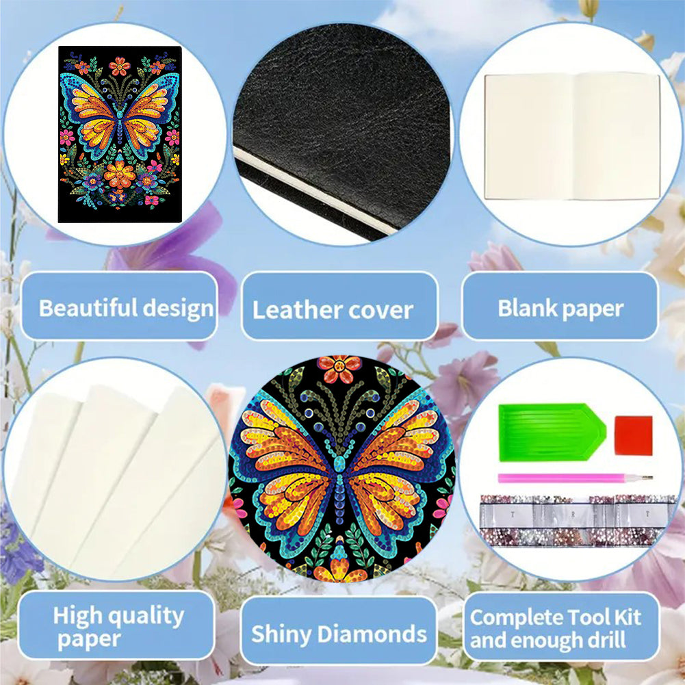 50 Pages A5 Special Shaped Butterfly 5D Diamond Painting Notebook for Boys Girls