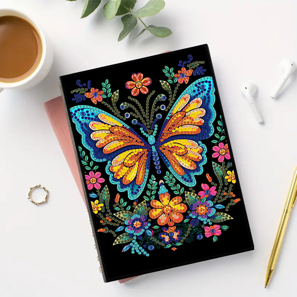50 Pages A5 Special Shaped Butterfly 5D Diamond Painting Notebook for Boys Girls