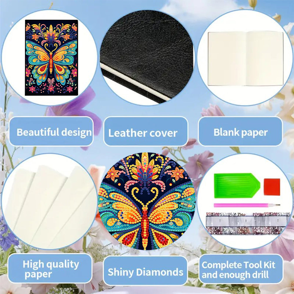 50 Pages A5 Special Shaped Butterfly 5D Diamond Painting Notebook for Boys Girls