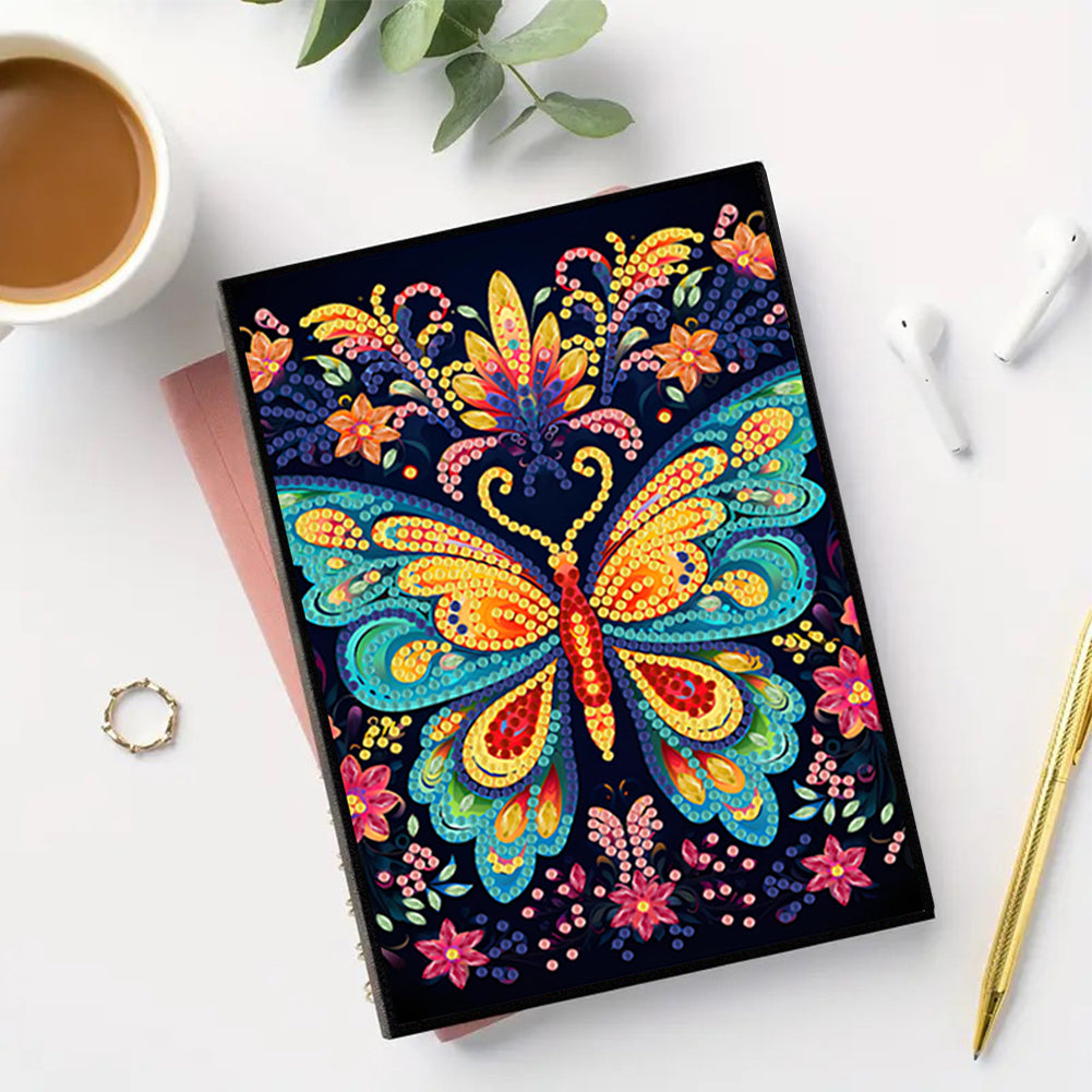 50 Pages A5 Special Shaped Butterfly 5D Diamond Painting Notebook for Boys Girls