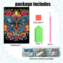 Load image into Gallery viewer, 50 Pages A5 Special Shaped Butterfly 5D Diamond Painting Notebook for Boys Girls