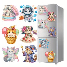 Load image into Gallery viewer, 6Pcs Acrylic Cats Diamond Art Fridge Magnet Diamond Painting Refrigerator Magnet