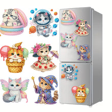 Load image into Gallery viewer, 6Pcs Acrylic Cats Diamond Art Fridge Magnet Diamond Painting Refrigerator Magnet