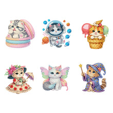 Load image into Gallery viewer, 6Pcs Acrylic Cats Diamond Art Fridge Magnet Diamond Painting Refrigerator Magnet