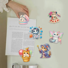 Load image into Gallery viewer, 6Pcs Acrylic Cats Diamond Art Fridge Magnet Diamond Painting Refrigerator Magnet