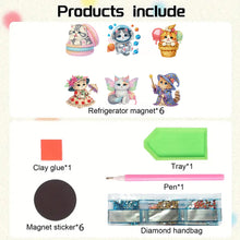 Load image into Gallery viewer, 6Pcs Acrylic Cats Diamond Art Fridge Magnet Diamond Painting Refrigerator Magnet