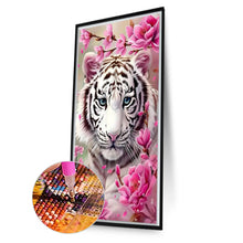 Load image into Gallery viewer, Diamond Painting - Full Round - White Tiger And Flower (40*70CM)