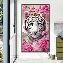 Load image into Gallery viewer, Diamond Painting - Full Round - White Tiger And Flower (40*70CM)