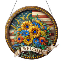 Load image into Gallery viewer, Sunflower DIY Diamond Art Pendant Kit Diamond Painting Door Sign for Wall Window