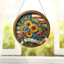 Load image into Gallery viewer, Sunflower DIY Diamond Art Pendant Kit Diamond Painting Door Sign for Wall Window