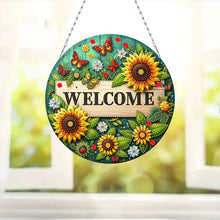Load image into Gallery viewer, Sunflower DIY Diamond Art Pendant Kit Diamond Painting Door Sign for Wall Window