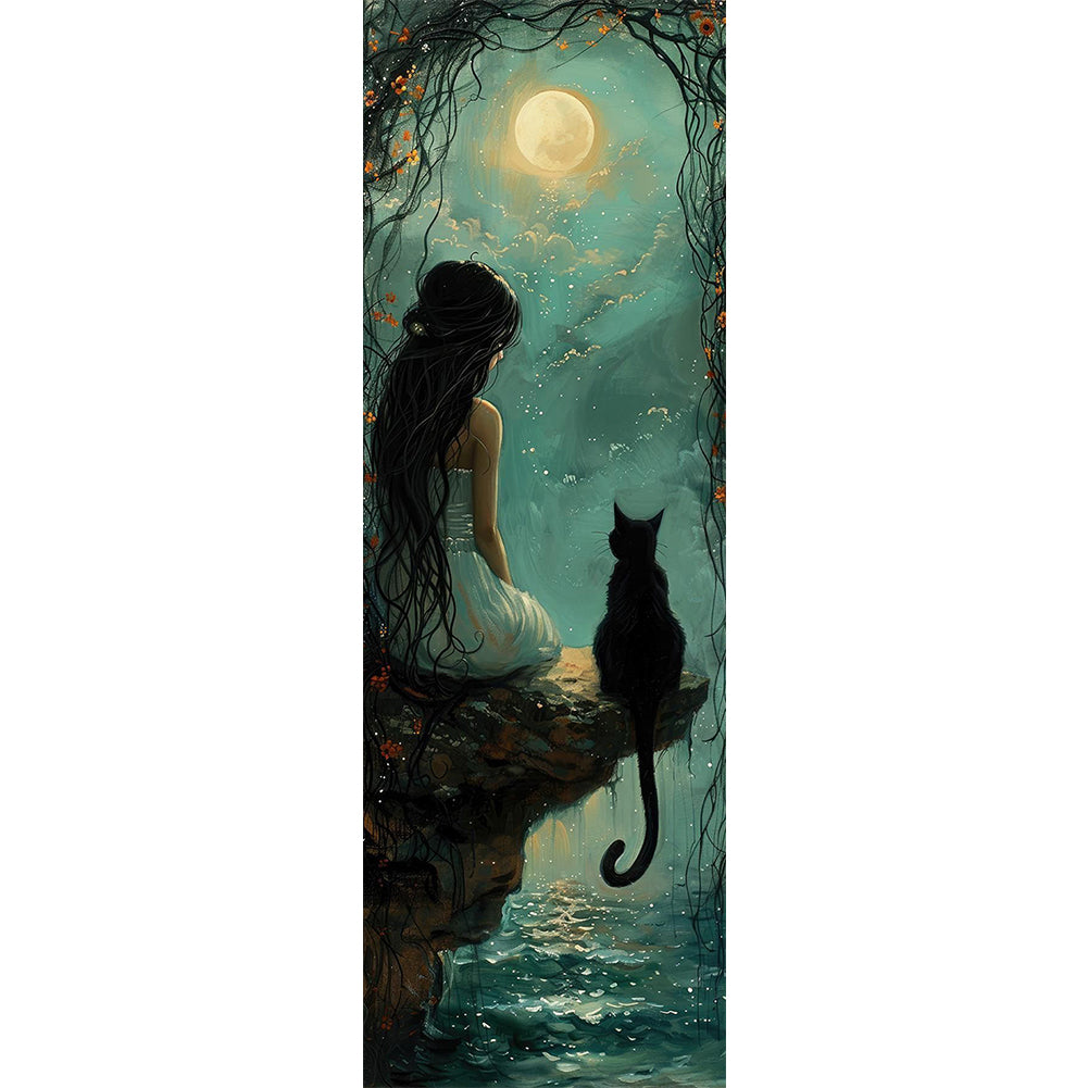 Diamond Painting - Full Round - Girl And Cat (30*90CM)