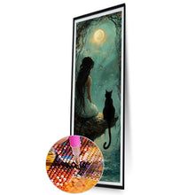 Load image into Gallery viewer, Diamond Painting - Full Round - Girl And Cat (30*90CM)