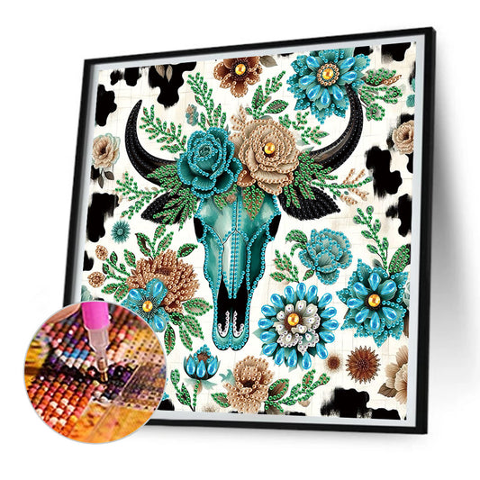 Diamond Painting - Partial Special Shaped - Indian Cow Skull (30*30CM)