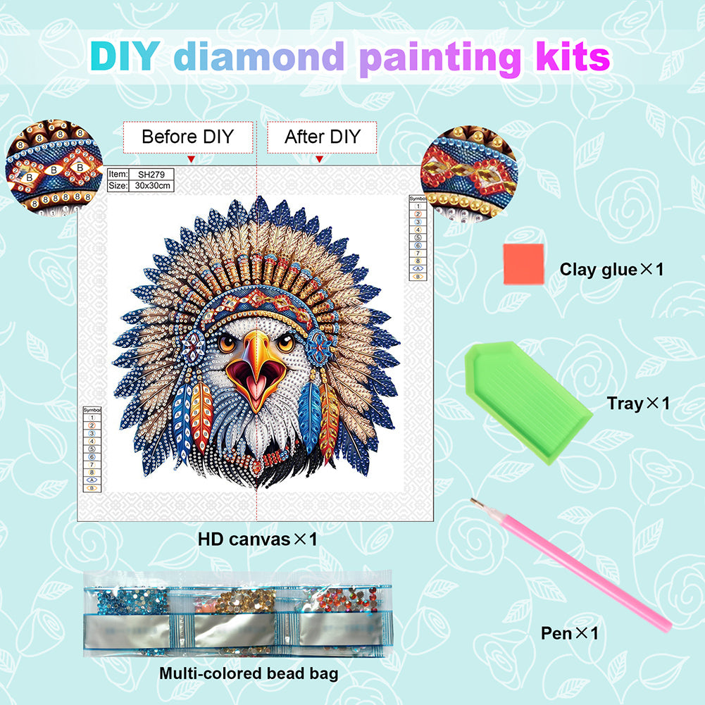 Diamond Painting - Partial Special Shaped - Indian Eagle (30*30CM)