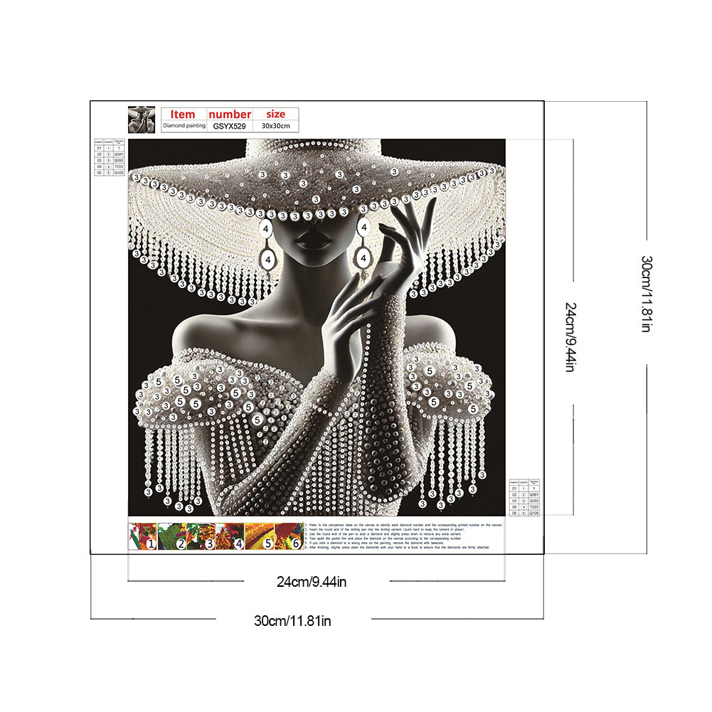 Diamond Painting - Partial Special Shaped - Elegant Hat Lady (30*30CM)