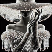 Load image into Gallery viewer, Diamond Painting - Partial Special Shaped - Elegant Hat Lady (30*30CM)