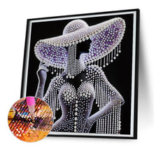 Load image into Gallery viewer, Diamond Painting - Partial Special Shaped - Elegant Hat Lady (30*30CM)