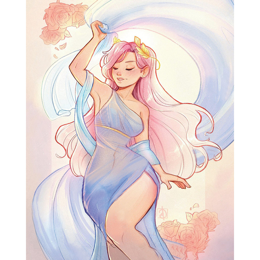 Diamond Painting - Full Round - Girl With Pink Hair (40*50CM)
