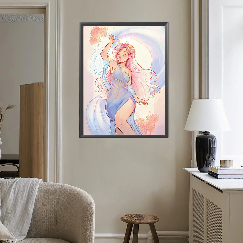 Diamond Painting - Full Round - Girl With Pink Hair (40*50CM)