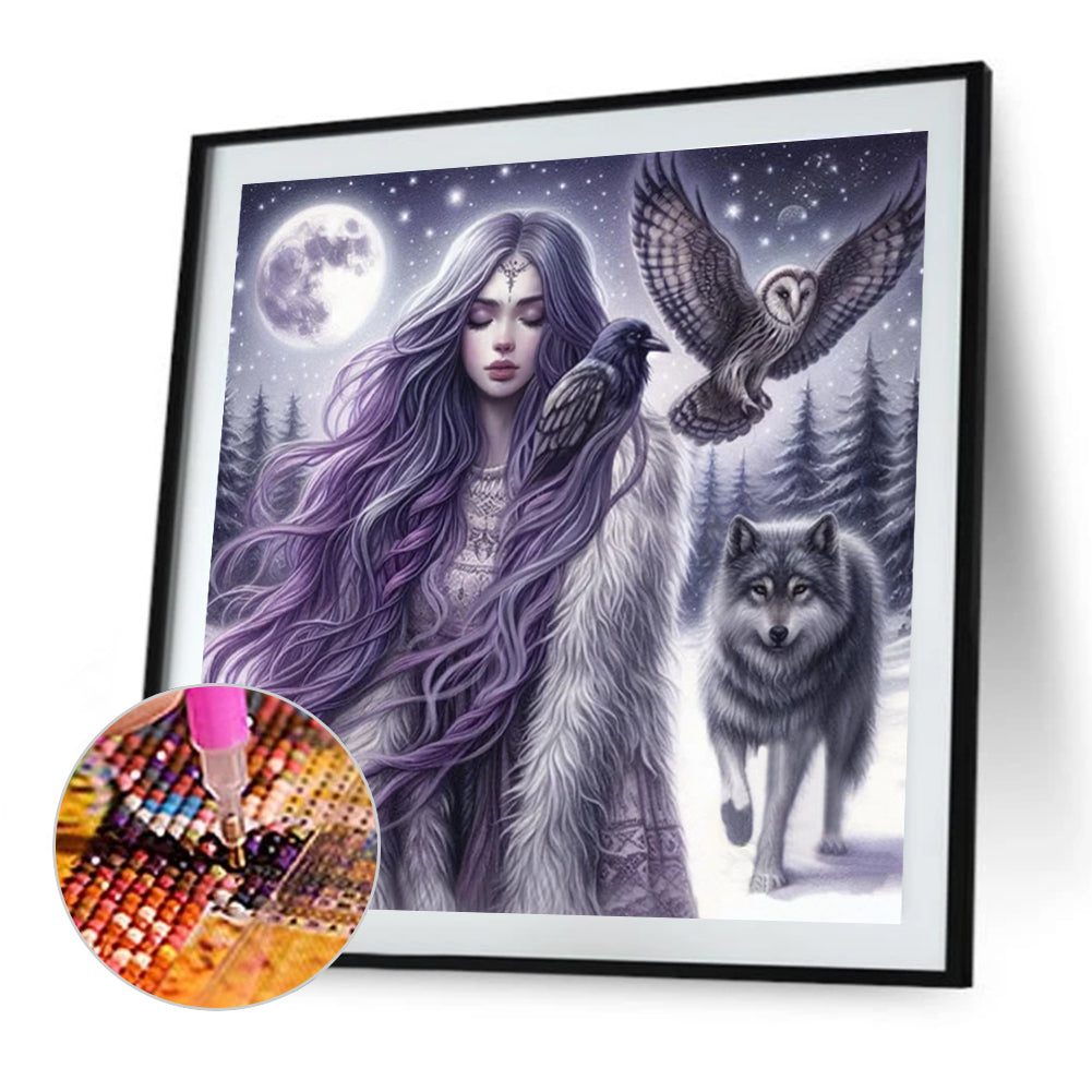 Diamond Painting - Full Round - Girl With Purple Hair (40*40CM)