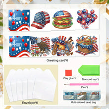 Load image into Gallery viewer, 6Pcs Independence Day Diamond Painting Greeting Cards DIY Diamond Drawing Card