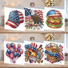 Load image into Gallery viewer, 6Pcs Independence Day Diamond Painting Greeting Cards DIY Diamond Drawing Card