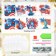 Load image into Gallery viewer, 6Pcs Independence Day Diamond Painting Greeting Cards DIY Diamond Drawing Card