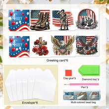 Load image into Gallery viewer, 6Pcs Independence Day Diamond Painting Greeting Cards DIY Diamond Drawing Card