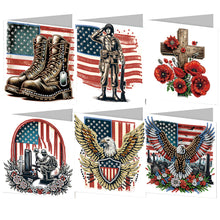 Load image into Gallery viewer, 6Pcs Independence Day Diamond Painting Greeting Cards DIY Diamond Drawing Card