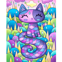 Load image into Gallery viewer, Diamond Painting - Full Round - Purple Kitten (40*50CM)