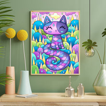 Load image into Gallery viewer, Diamond Painting - Full Round - Purple Kitten (40*50CM)
