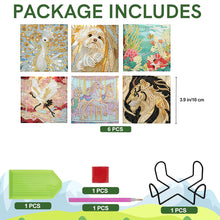 Load image into Gallery viewer, 6Pcs Wooden Beautiful Pattern DIY Diamond Painting Coaster Art with Storage Rack