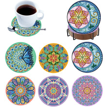 Load image into Gallery viewer, 6Pcs Wooden Beautiful Pattern DIY Diamond Painting Coaster Art with Storage Rack