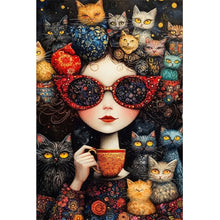 Load image into Gallery viewer, Diamond Painting - Full Round - Cat Girl (40*60CM)
