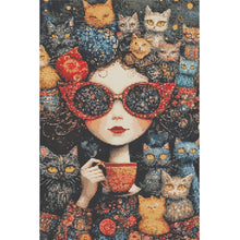 Load image into Gallery viewer, Diamond Painting - Full Round - Coffee Cat Girl (40*60CM)