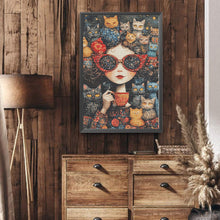 Load image into Gallery viewer, Diamond Painting - Full Round - Coffee Cat Girl (40*60CM)