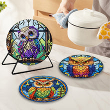 Load image into Gallery viewer, 4 Pcs Wooden Diamond Painting Placemats with Holder Round Diamond Art Table Mats
