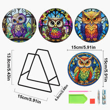 Load image into Gallery viewer, 4 Pcs Wooden Diamond Painting Placemats with Holder Round Diamond Art Table Mats