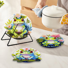 Load image into Gallery viewer, 4 Pcs Wooden Diamond Painting Placemats with Holder Round Diamond Art Table Mats