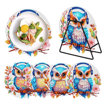 Load image into Gallery viewer, 4 Pcs Wooden Diamond Painting Placemats with Holder Round Diamond Art Table Mats